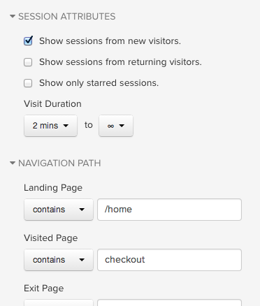 filtering analytics options